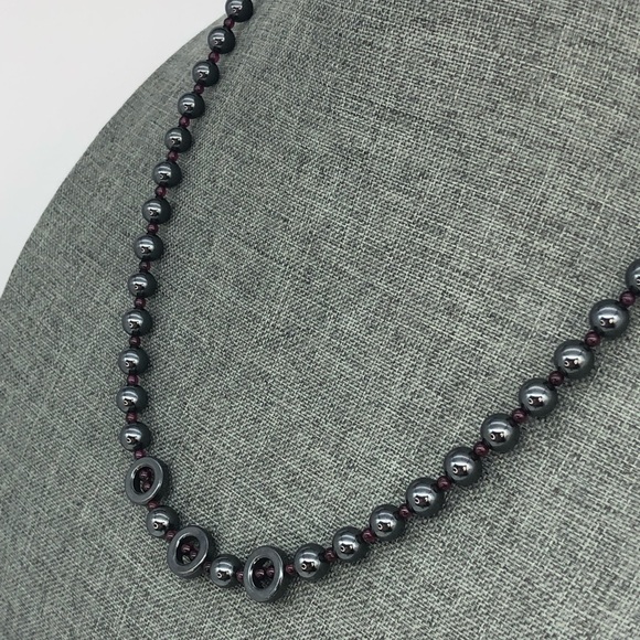 Hematite and Garnet Beaded Necklace - Picture 3 of 5